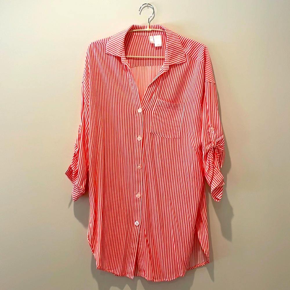NWOT Anne Cole Button Down Shirt, Size M - Picture 6 of 8
